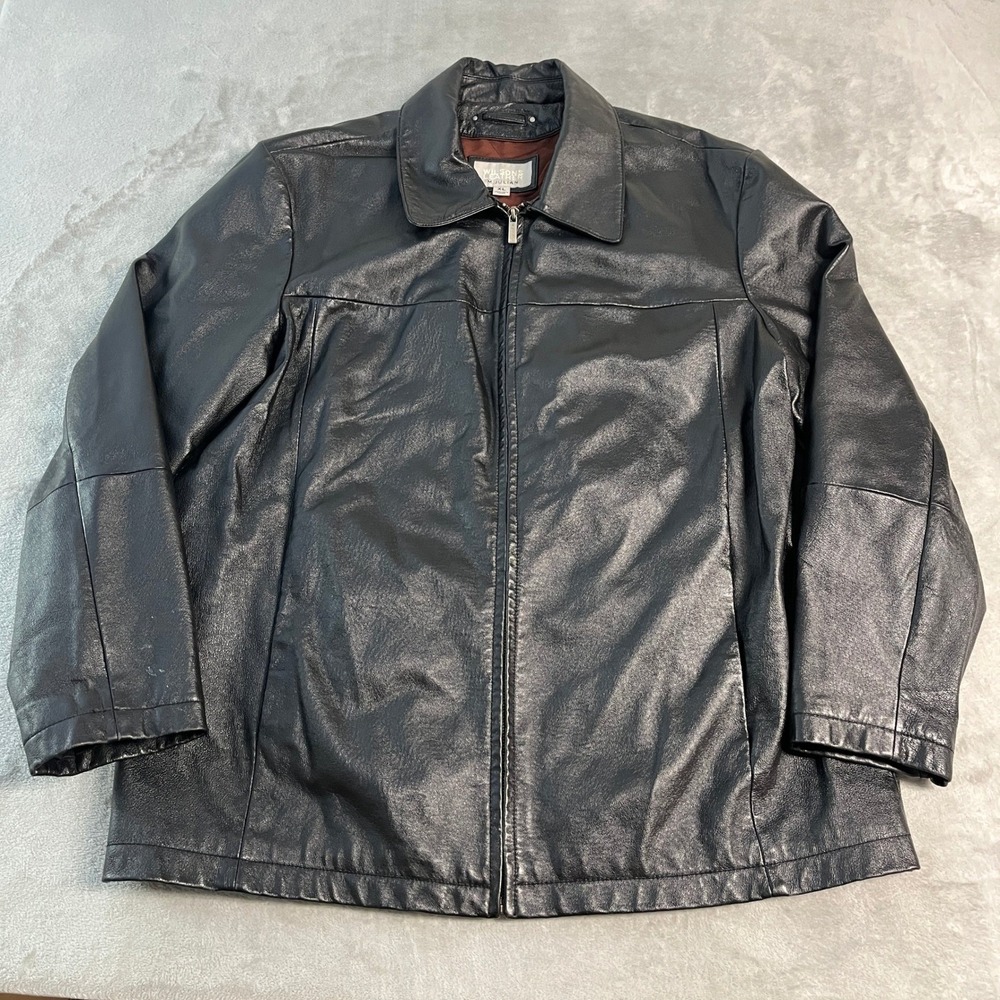 Wilsons Leather M. Julian Mens XL Black Genuine Leather Zip Up Jacket 90s EUC